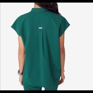 Hunter green Rafaela Figs scrub top.